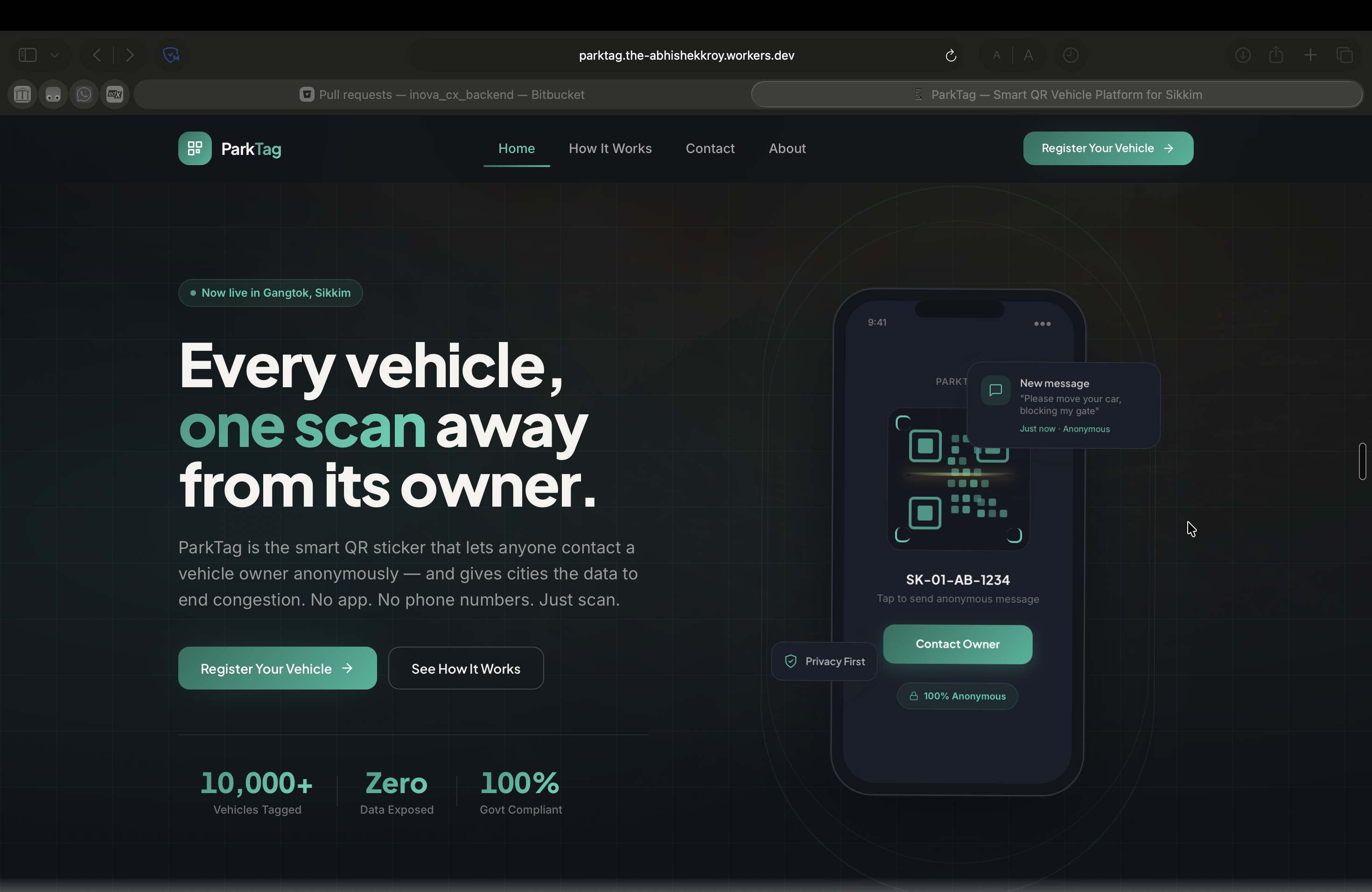 ParkTag smart QR vehicle platform by Abhishek Roy